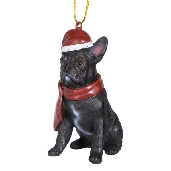 Design Toscano JH576324 2 1/2 Inch French Bulldog Holiday Dog Ornament Sculpture