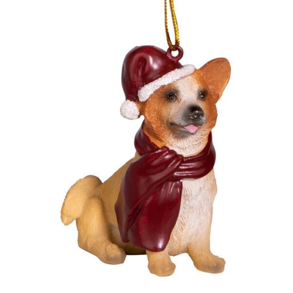 Design Toscano JH576337 2 1/2 Inch Welsh Corgi Holiday Dog Ornament Sculpture