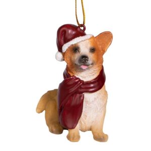 Design Toscano JH576337 2 1/2 Inch Welsh Corgi Holiday Dog Ornament Sculpture