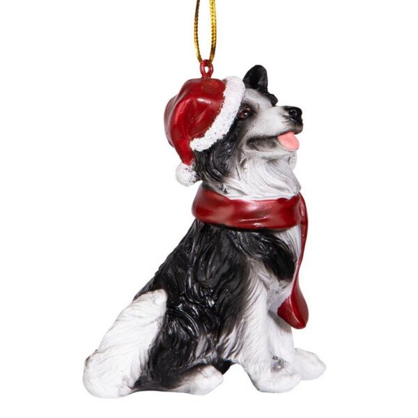 Design Toscano JH576341 2 1/2 Inch Border Collie Holiday Dog Ornament Sculpture