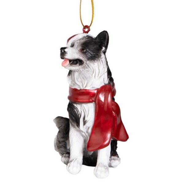 Design Toscano JH576341 2 1/2 Inch Border Collie Holiday Dog Ornament Sculpture