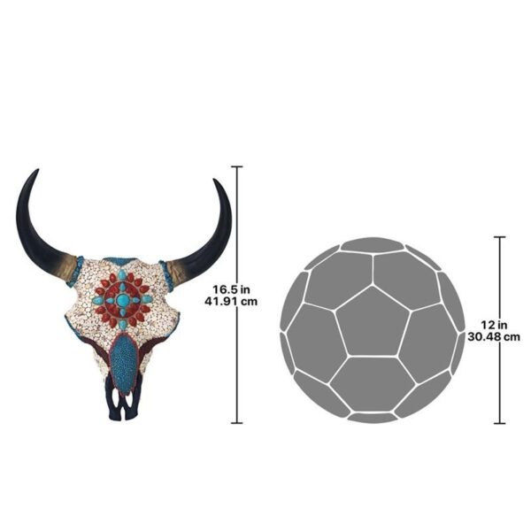 Design Toscano JQ11189 13 1/2 Inch Mystic Plains Warrior Cow Skull, Large