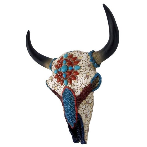 Design Toscano JQ11190 9 1/2 Inch Medium Mystic Plains Warrior Cow Skull