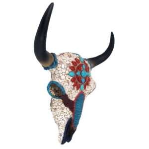 Design Toscano JQ11190 9 1/2 Inch Medium Mystic Plains Warrior Cow Skull