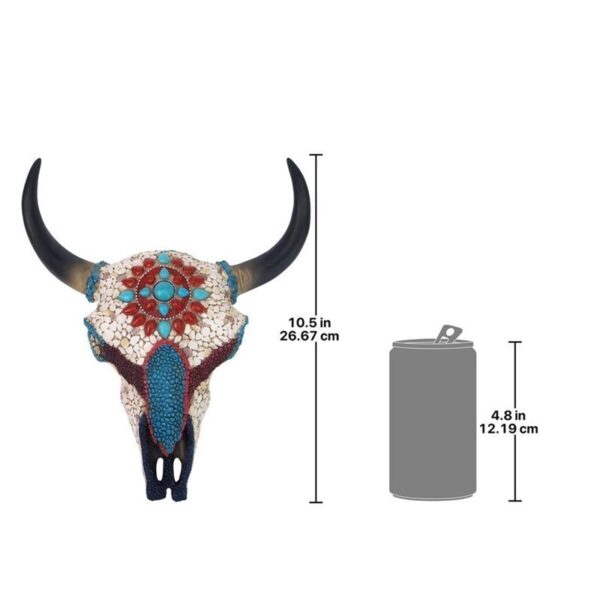 Design Toscano JQ11190 9 1/2 Inch Medium Mystic Plains Warrior Cow Skull