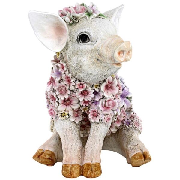 Design Toscano JQ12452 9 Inch Flower Power Pig Statue