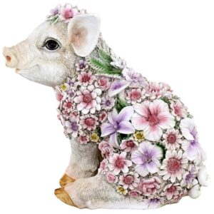 Design Toscano JQ12452 9 Inch Flower Power Pig Statue