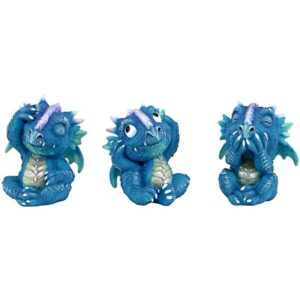 Design Toscano JQ12544 3 Inch See No Hear No Speak No Dragon Statue, Set of 3 - Purple