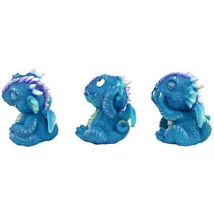 Design Toscano JQ12544 3 Inch See No Hear No Speak No Dragon Statue, Set of 3 - Purple