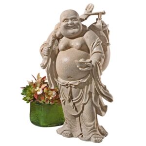 Design Toscano JQ3859 9 1/2 Inch Wandering Happy Hotei Buddha Statue