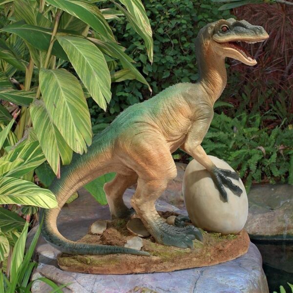 Design Toscano JQ6619 13 1/2 Inch The Egg Beater Raptor Dinosaur Statue