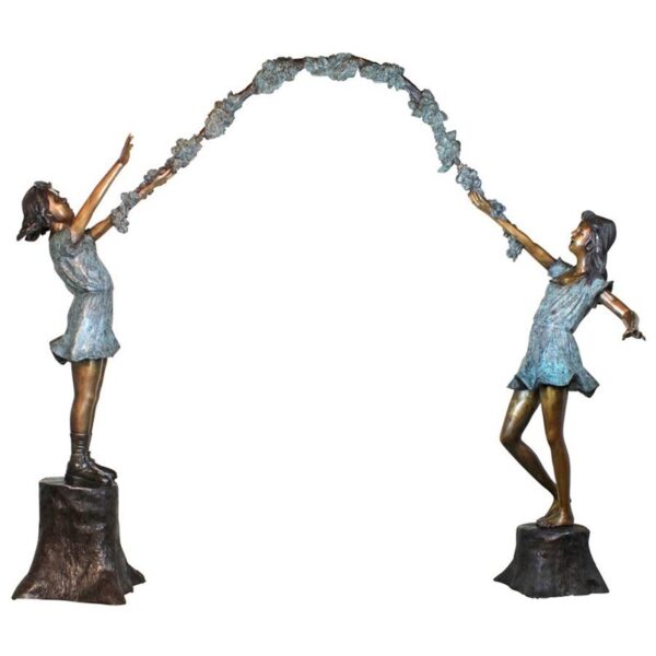 Design Toscano KW28605 99 1/2 Inch Flower Arbor Kids Garden Statue - Bronze