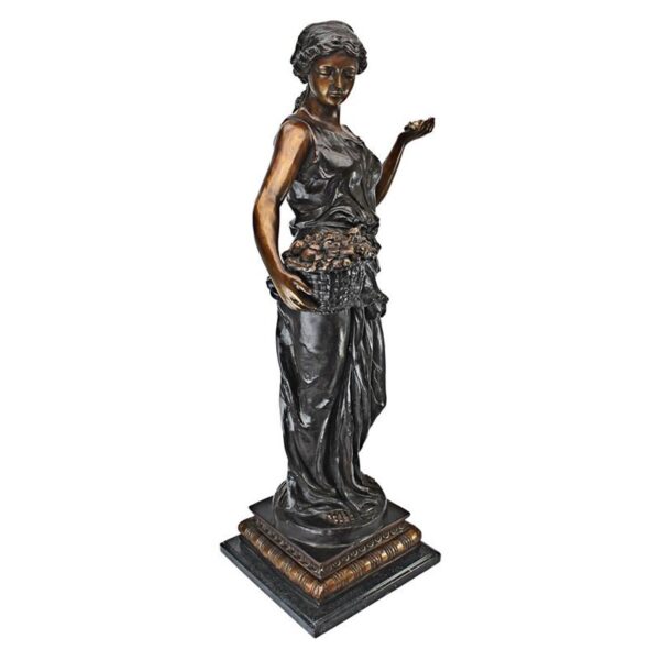 Design Toscano KW94470 12 Inch Maiden with Flower Basket Statue - Bronze