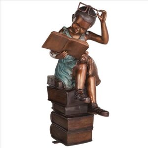 Design Toscano KW97131 19 Inch Book Loving Betty Reading Girl Bronze Garden Statue