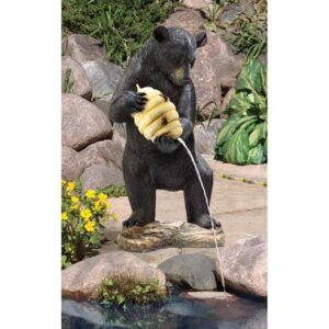 Design Toscano KY1029 16 1/2 Inch Beehive Bear Spitter Piped Statue - Black