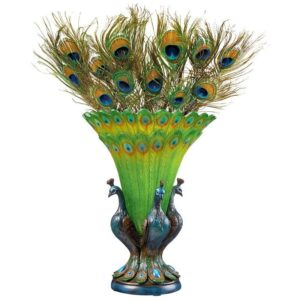 Design Toscano KY1043 9 1/2 Inch Grand Plumage Peacock Sculptural Vase