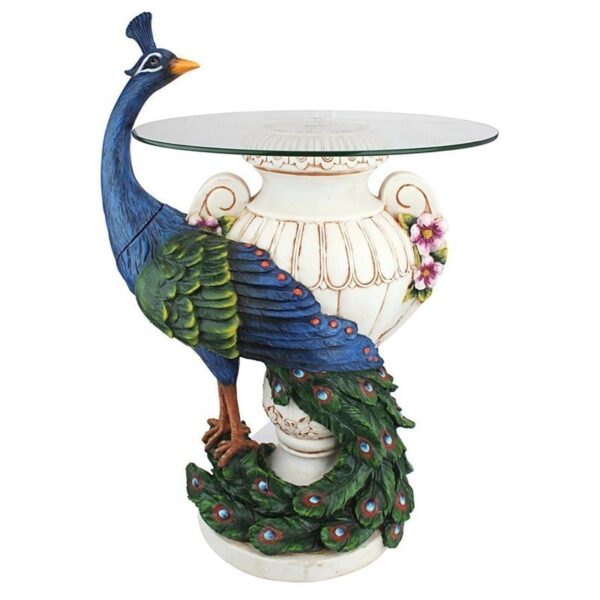 Design Toscano KY4128 17 1/2 Inch Staverden Castle Peacock Table