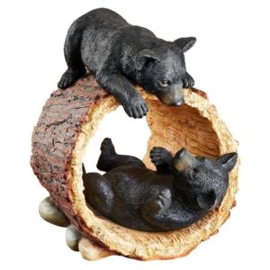 Design Toscano KY71206 15 Inch Rough Play Bear Cubs Garden Statue - Black