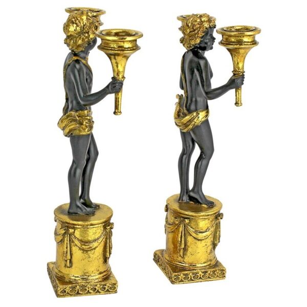 Design Toscano KY793089 6 1/2 Inch Neoclassical Cherub Candlesticks, Set of 2