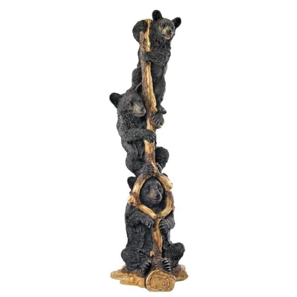 Design Toscano KY79361 12 Inch Bear Cubs Up a Tree Statue - Black