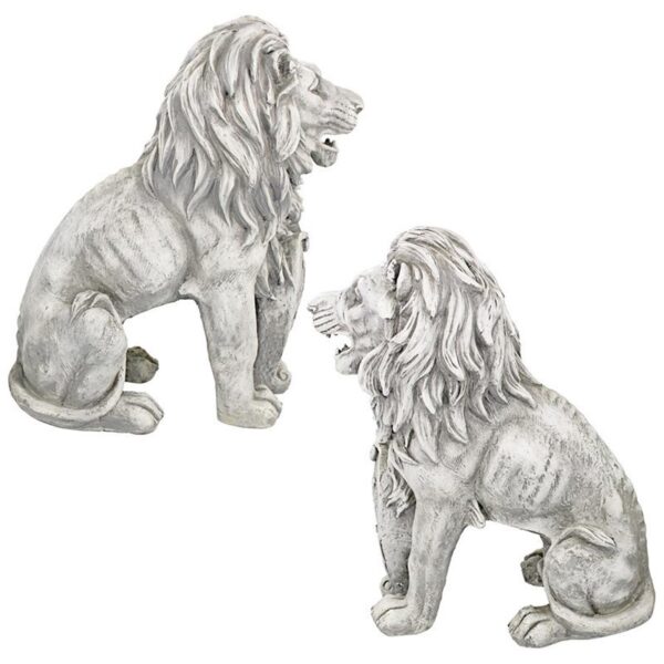 Design Toscano LY937288 9 Inch Classic Lions with Shields Sentry Statues, Set of 2