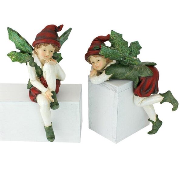 Design Toscano LY97102 5 Inch Christmas Elf Sitters, Set of 2