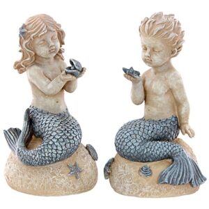 Design Toscano LY97210511 5 1/2 Inch Mergirl and Merboy Statues, Set of 2