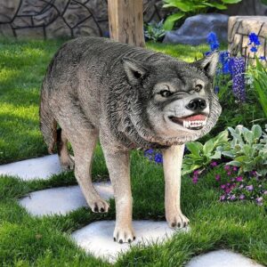 Design Toscano NE100096 50 1/2 Inch Growling Gray Wolf Statue