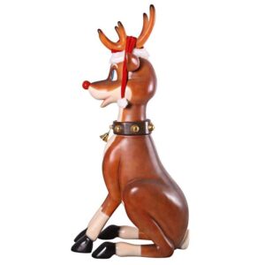 Design Toscano NE140003 40 1/2 Inch Giant Sitting Nosed Reindeer Statue - Red