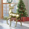 Design Toscano NE160152 59 Inch Santas Prancing Reindeer Statue - Gold