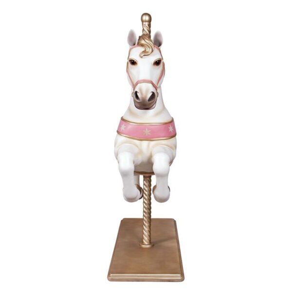 Design Toscano NE1602069 53 1/2 Inch Carousel Horse - White and Pink