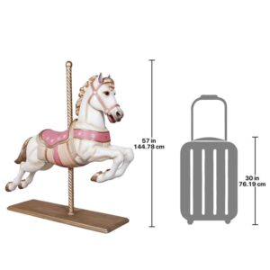 Design Toscano NE1602069 53 1/2 Inch Carousel Horse - White and Pink