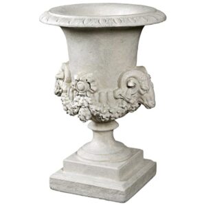 Design Toscano NE200120 19 1/2 Inch Hermes Rams Head Garden Urn