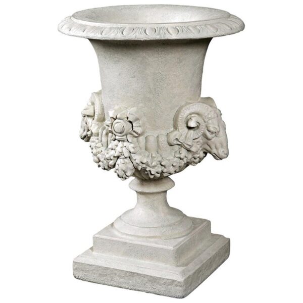 Design Toscano NE200120 19 1/2 Inch Hermes Rams Head Garden Urn