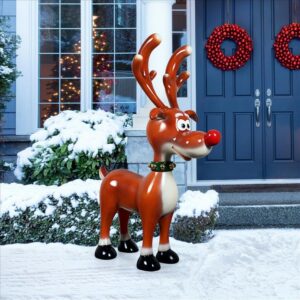 Design Toscano NE210067 42 Inch Jolly Holly, SantaвЂ™s Red-Nosed Christmas Reindeer Statue