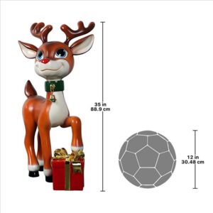 Design Toscano NE210107 20 1/2 Inch Belle, SantaвЂ™s Red-Nosed Christmas Reindeer Statue