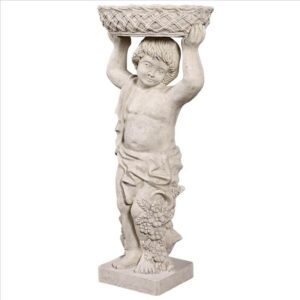 Design Toscano NE2101295 17 1/2 Inch Young Bacchus with Basket Planter Garden Statue - Left