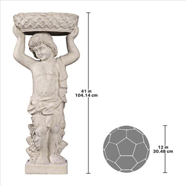 Design Toscano NE2101297 17 1/2 Inch Young Bacchus with Basket Planter Garden Statue - Right