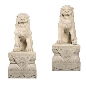 Design Toscano NE919016 Male and Female Foo Dogs with Plinths