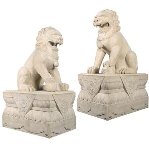 Design Toscano NE919016 Male and Female Foo Dogs with Plinths