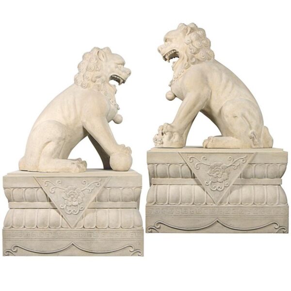 Design Toscano NE919016 Male and Female Foo Dogs with Plinths