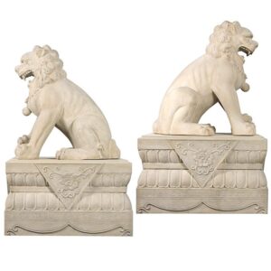 Design Toscano NE919016 Male and Female Foo Dogs with Plinths