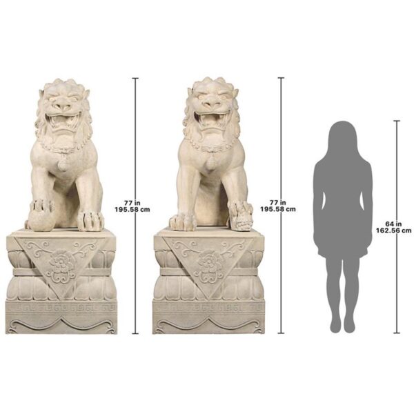 Design Toscano NE919016 Male and Female Foo Dogs with Plinths