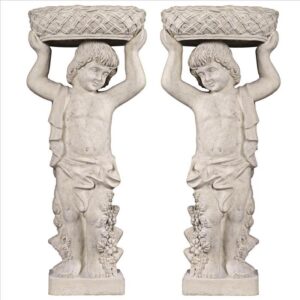 Design Toscano NE9210129 17 1/2 Inch Young Bacchus Planters Statues Set Two