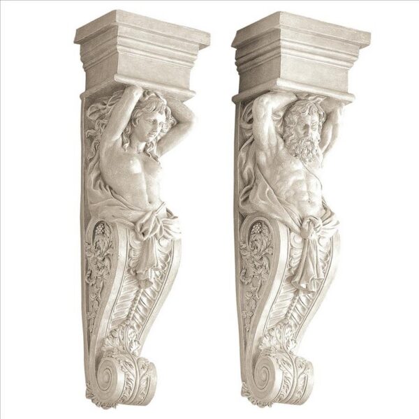 Design Toscano NG930595 8 1/2 Inch Telamon Caryatid Wall Sculptures Set of Two