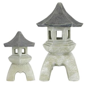 Design Toscano NG999870 11 1/2 Inch Set of Medium and Large Pagoda Lanterns