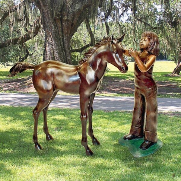 Design Toscano PB91045 Equestrian Girl with Foal Statue Set