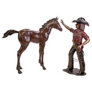 Design Toscano PB91051 Little Cowgirl with Foal Set