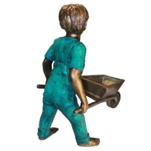 Design Toscano PN5618 38 Inch Wheelbarrow Willie Boy Statue - Bronze