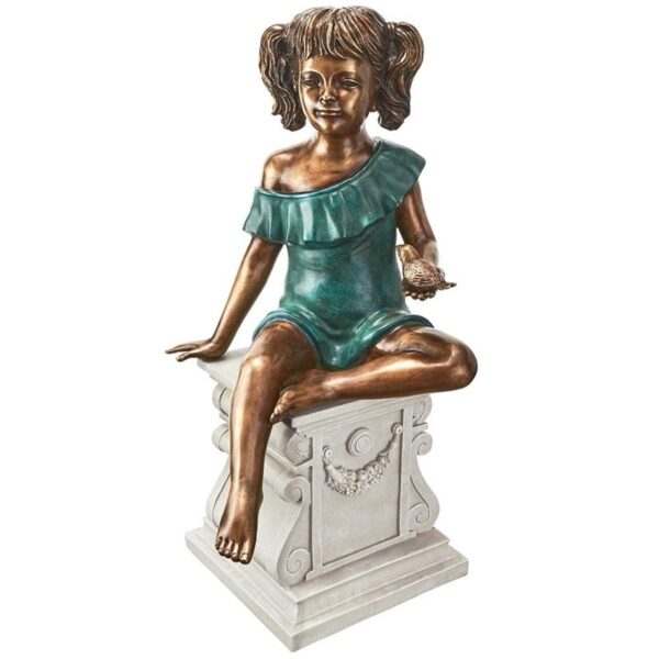 Design Toscano PN5639 21 1/2 Inch Bridgette with Bird Bronze Statue